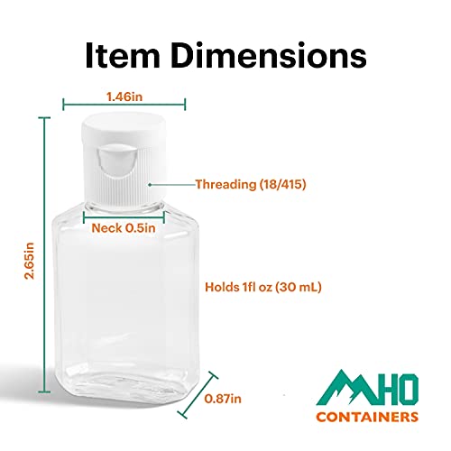 מכולות MHO | בקבוקים ברורים וניתנים למילוי מחדש | BPA/Paraben ללא, 1 fl oz-סט של 20